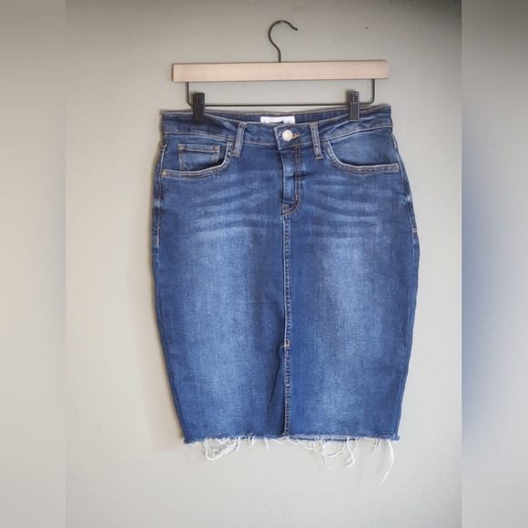 MANGO Jean Skirt Frayed Bottom Womens Size Small Y2K 90s - Picture 1 of 8